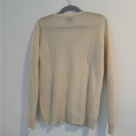 Women's Cream V-Neck Sweater - Picture 3 of 4